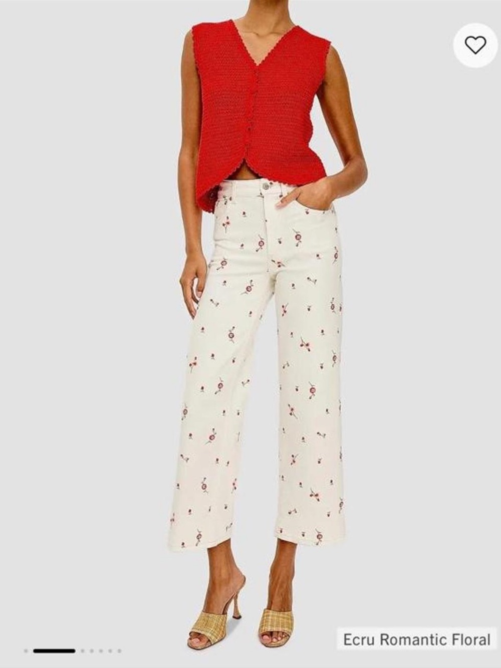 Rails The Getty high rise cropped wide leg embroidered